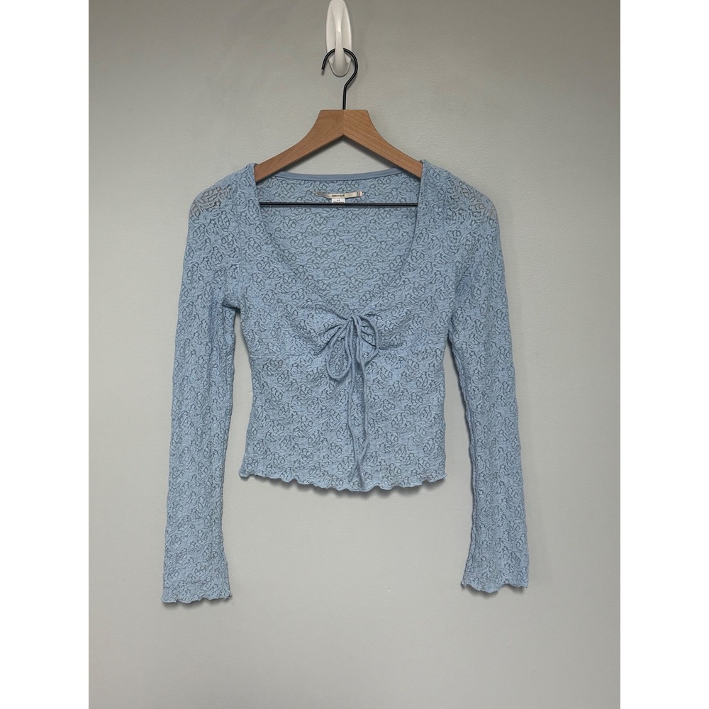 Kimchi Blue Urban Outfitters Light Blue Lace Tie Front Long Sleeve Top Small